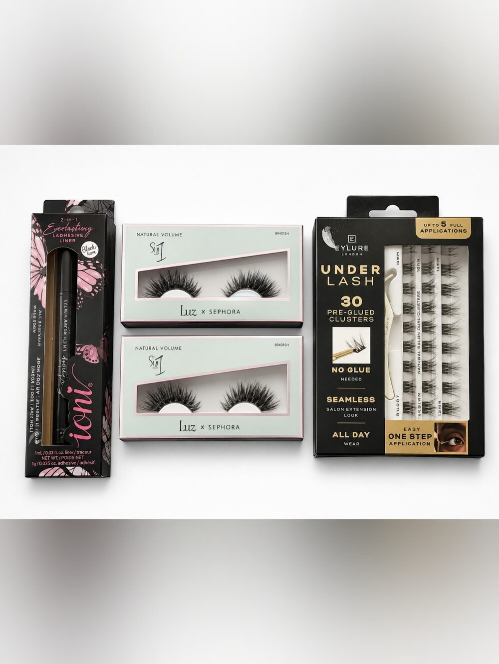 Sephora Luz Natural Volume False Lashes — Black Bundle